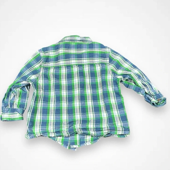 4/$20 Joe Fresh Green Checkered Button  Down Shirt - Picture 3 of 4